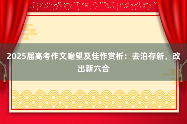 2025届高考作文瞻望及佳作赏析：去泊存新，改出新六合