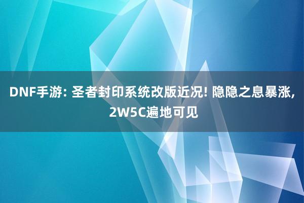 DNF手游: 圣者封印系统改版近况! 隐隐之息暴涨, 2W5C遍地可见