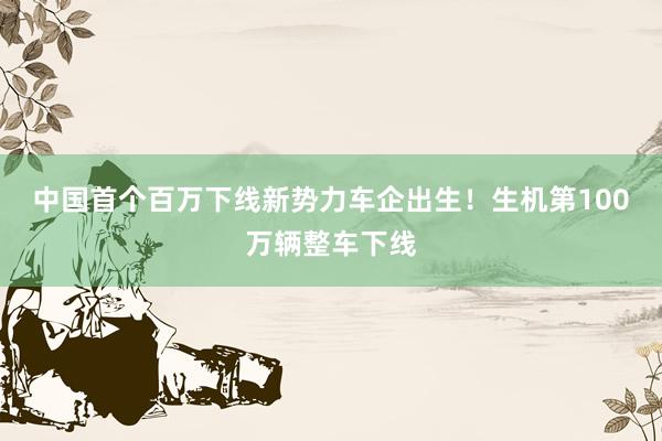 中国首个百万下线新势力车企出生！生机第100万辆整车下线